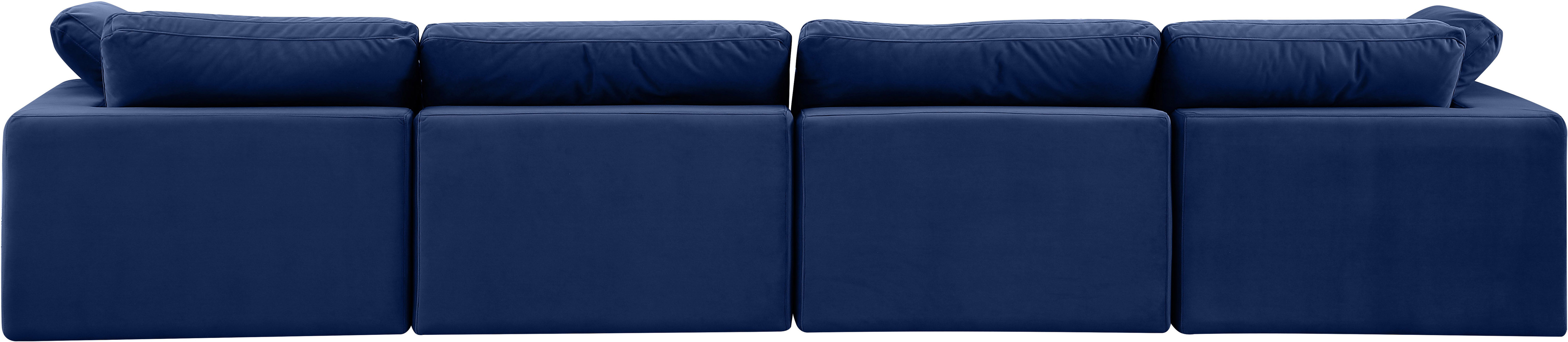Comfy - Velvet Modular Sofa 4 Pieces - Blue