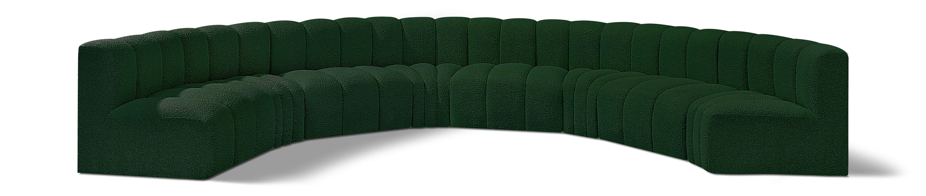 Arc - Boucle Fabric 8 Piece U-Shaped Modular Sofa - Green
