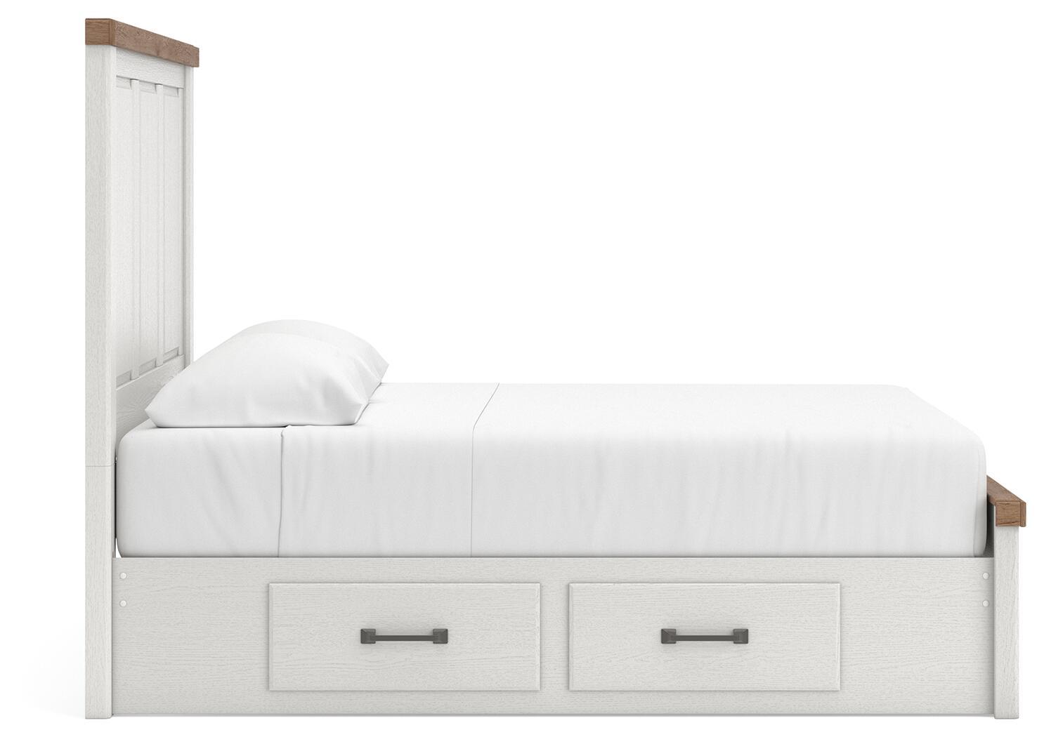 Ashley Furniture Savonport - Queen Panel Bed With Under Bed Storage Unit - White / Brown - Image 6