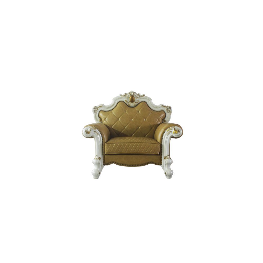 Picardy - Chair With Pillow - Butterscotch Synthetic Leather & Antique Pearl, beige, view 2