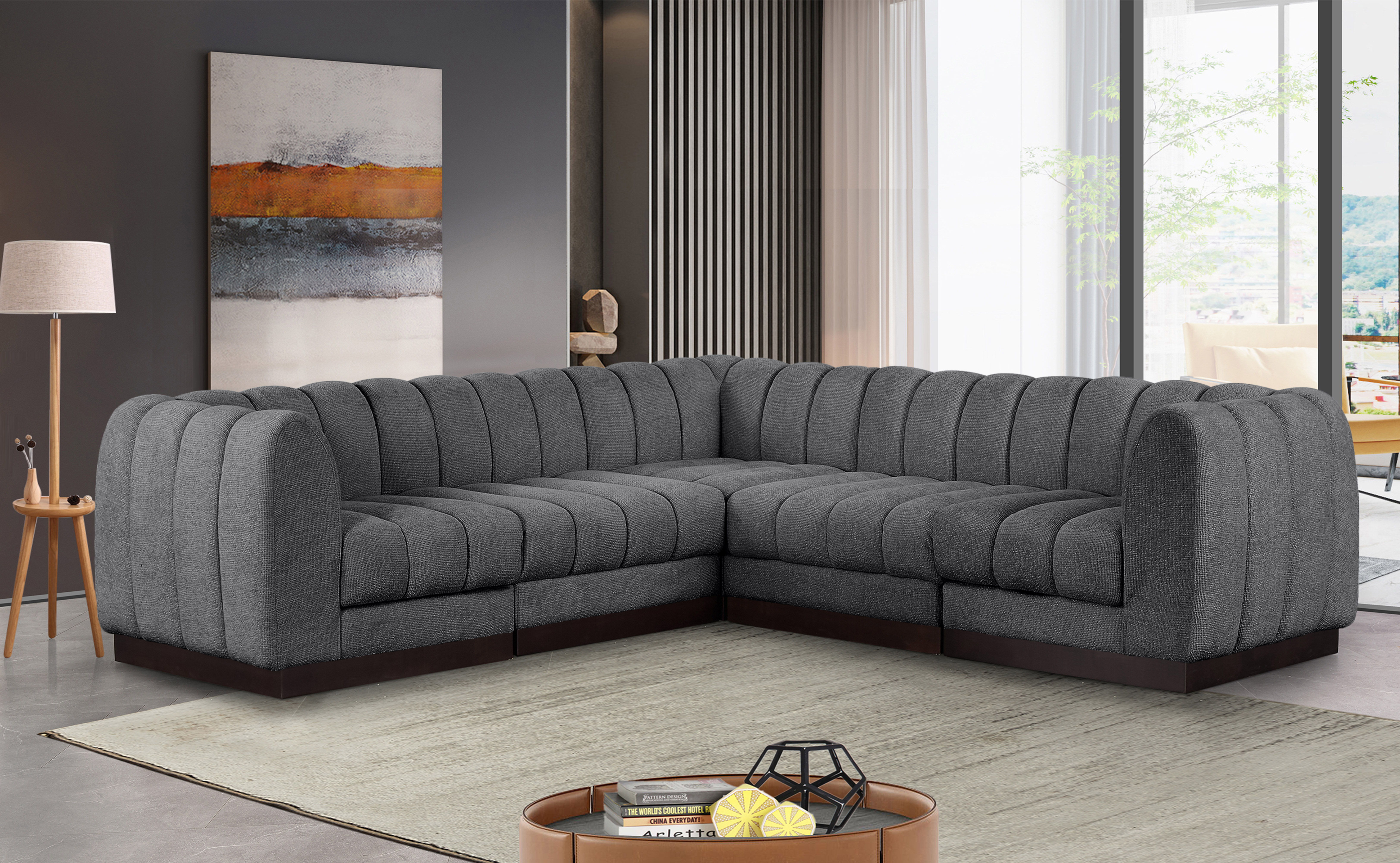 Quinn - 5 Piece Modular Corner Sectional - Gray