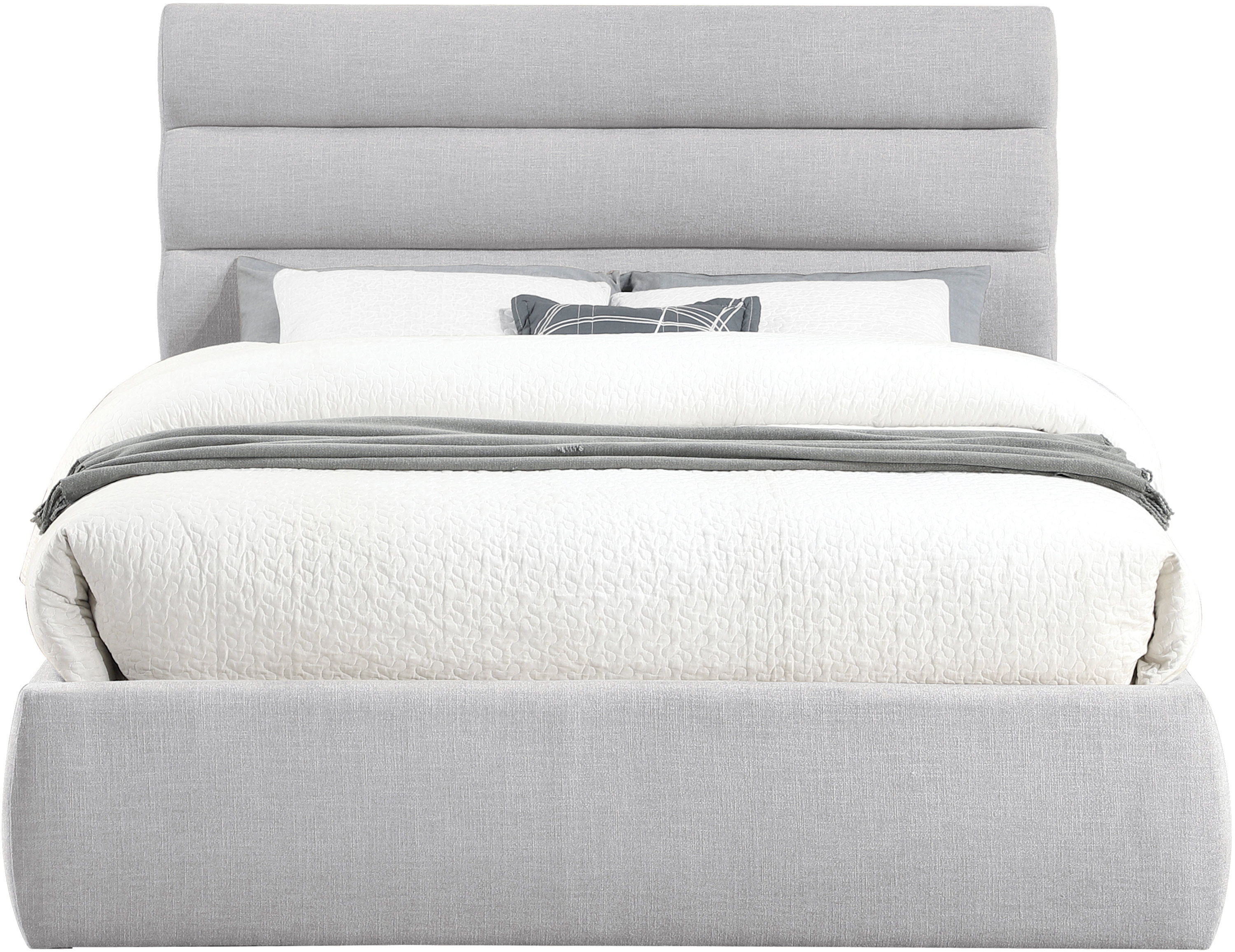 Adam - Linen Fabric Queen Bed With 52" Headboard - Gray