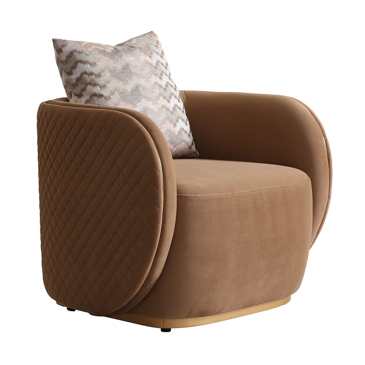 Ariana - Velvet Accent Chair - Caramel / Gold Image