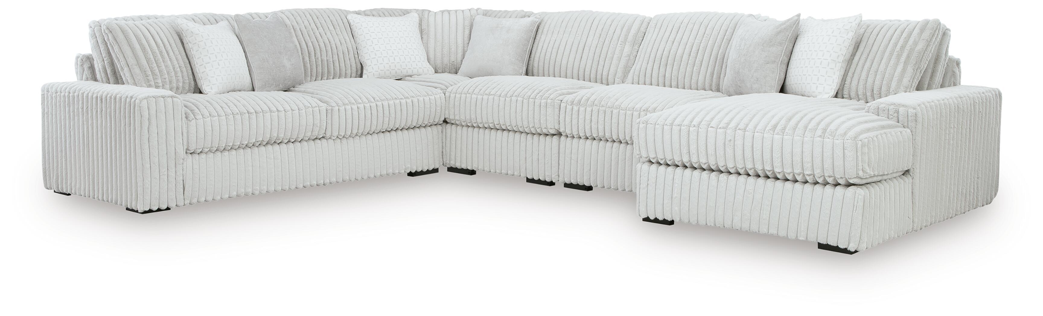 Stupendous – 5-Piece Sectional With RAF Corner Chaise – Alloy