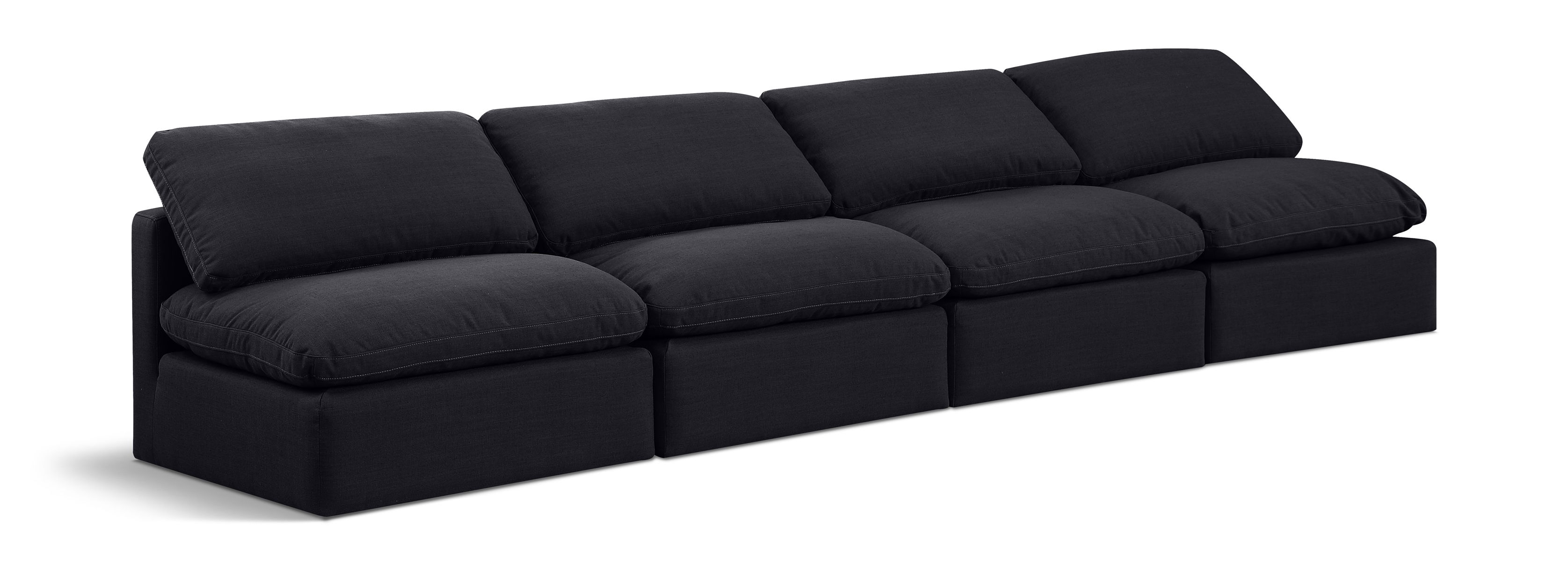 Indulge - Linen 4 Seat Modular Armless Sofa - Charcoal