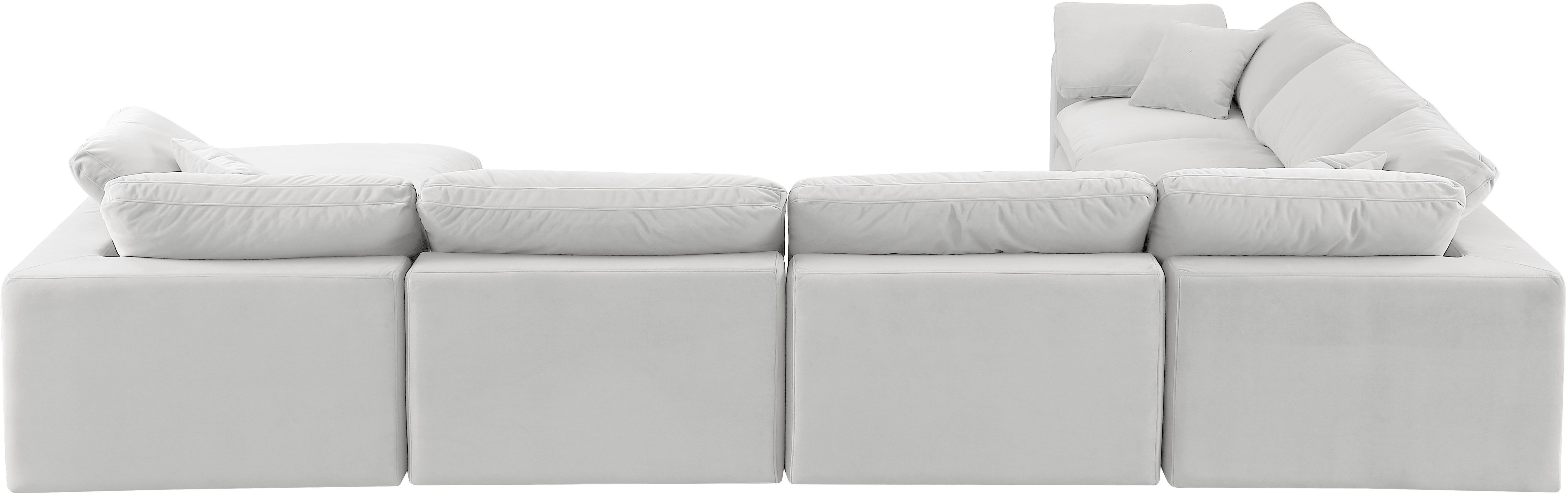 Comfy - 7 Piece Velvet Modular Sectional With Chaise - White