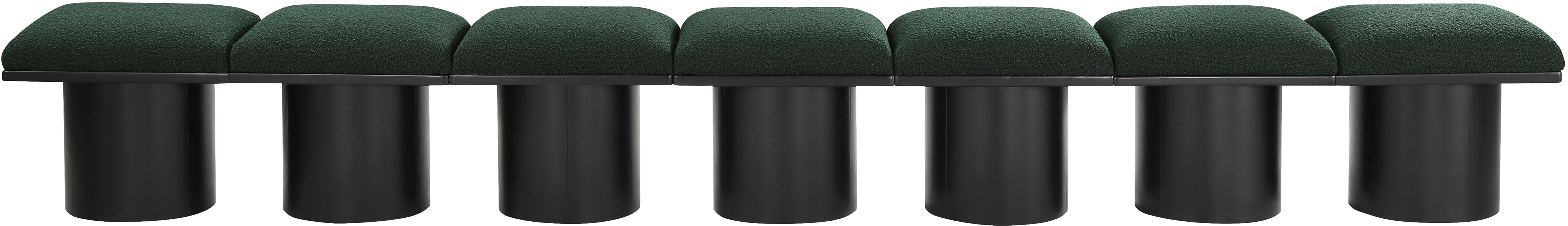 Pavilion - 126" 7 Piece Modular Bench With Black Base - Green