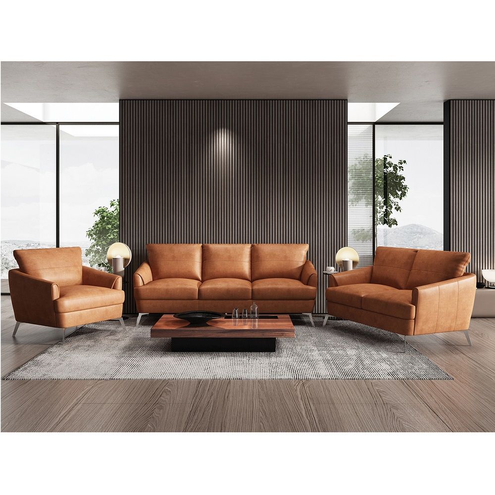 Safi - Chair - Cappuccino Leather, light brown, view 3
