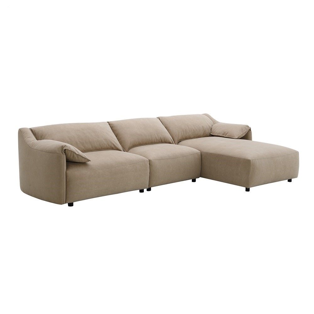 Veata - Sectional Sofa - Light Brown Suede, light brown, view 2