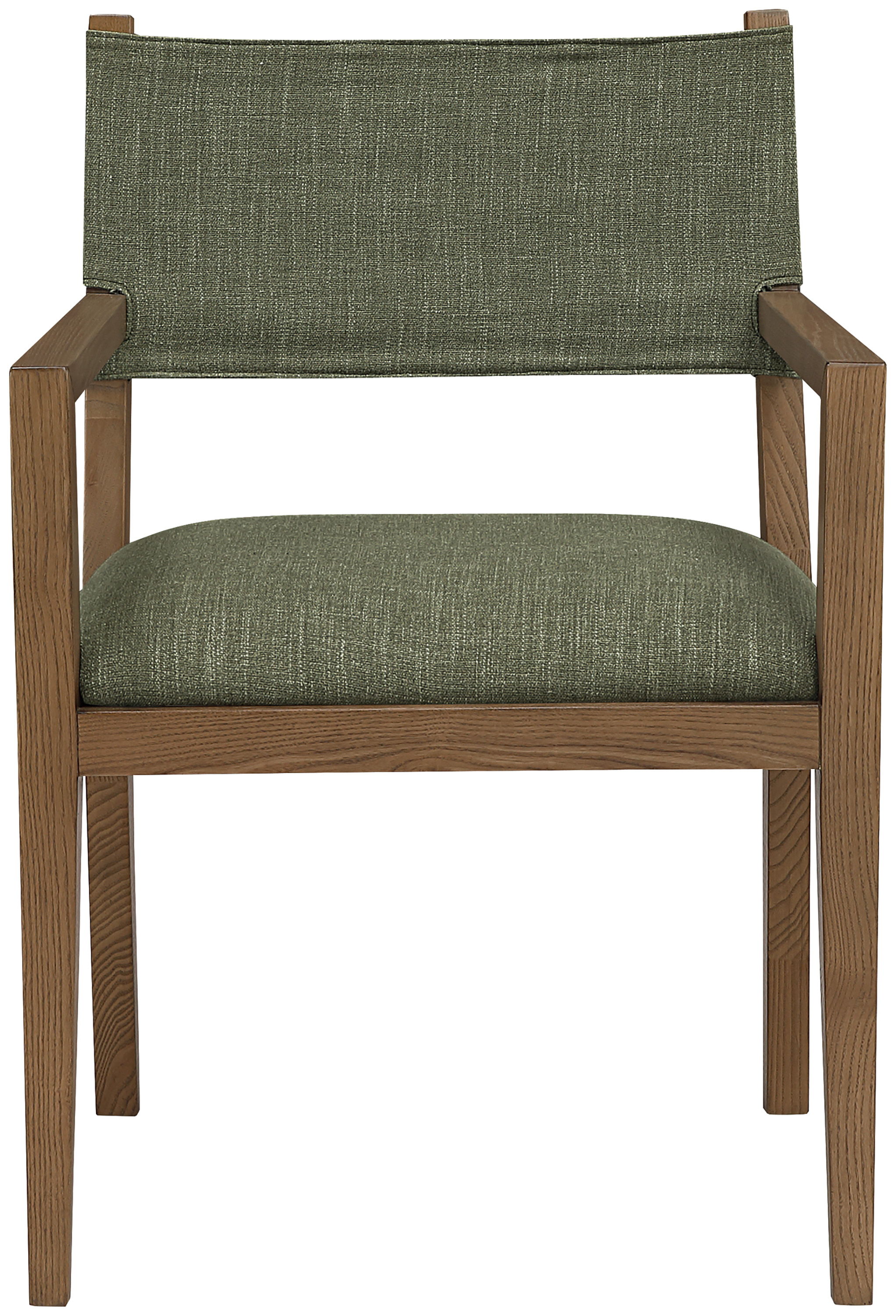 Avon - Linen Textured Performance Fabric Dining Arm Chair - Olive