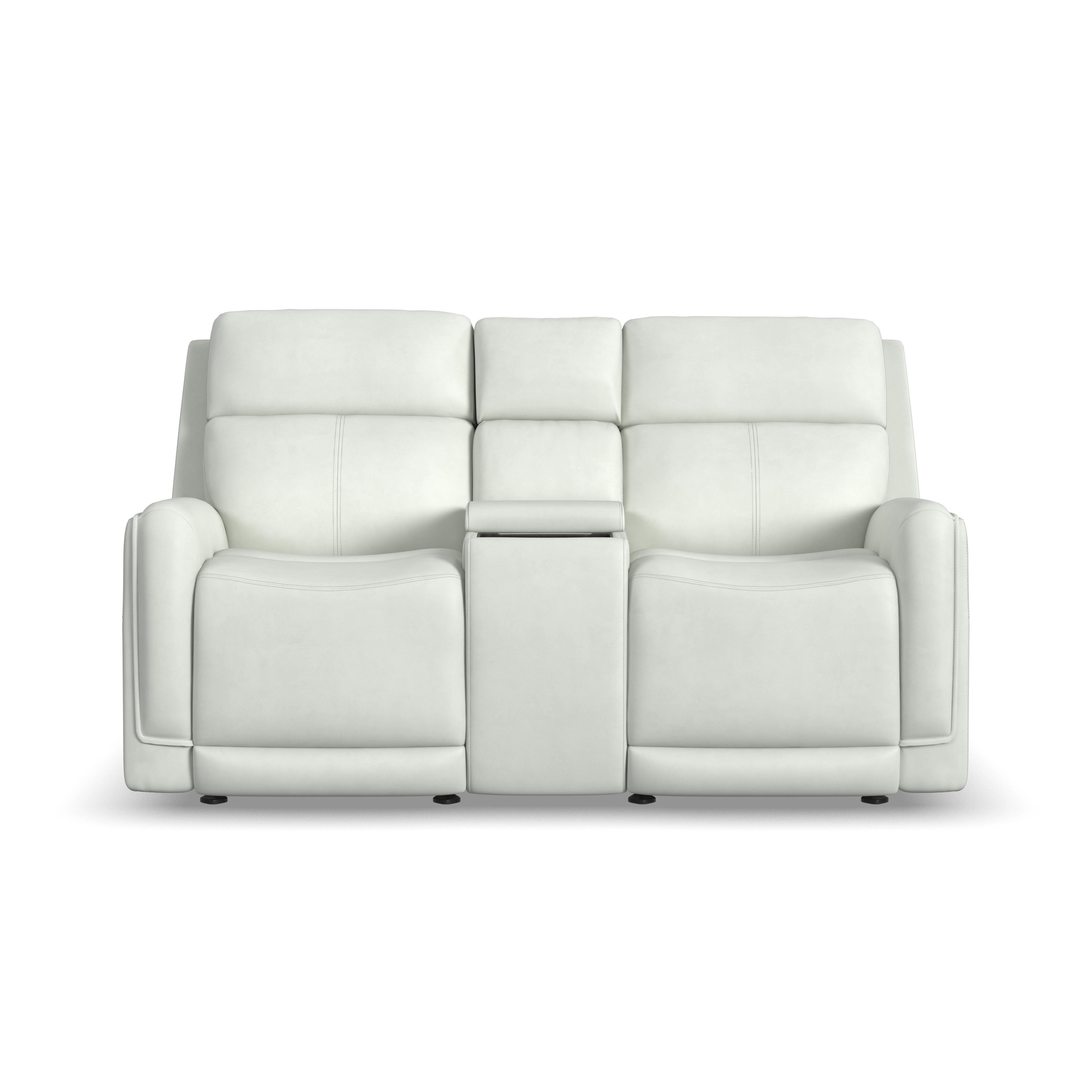 Alister - Power Gliding Loveseat With Console, Power Headrests & Lumbar - Porcelain, white, view 2