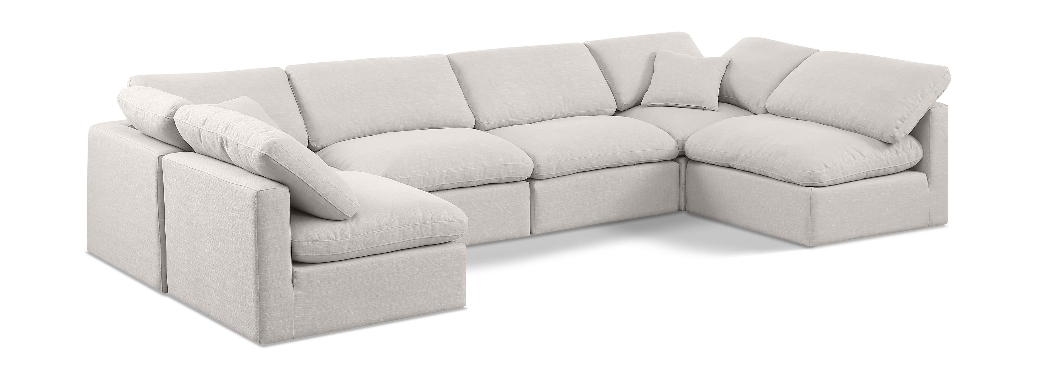 Indulge - Linen 6 Piece Modular U-Shaped Sectional - Cream