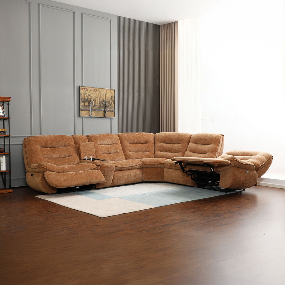 Emmy - Power Motion Sectional Sofa - Orange Chenille, orange, view 4
