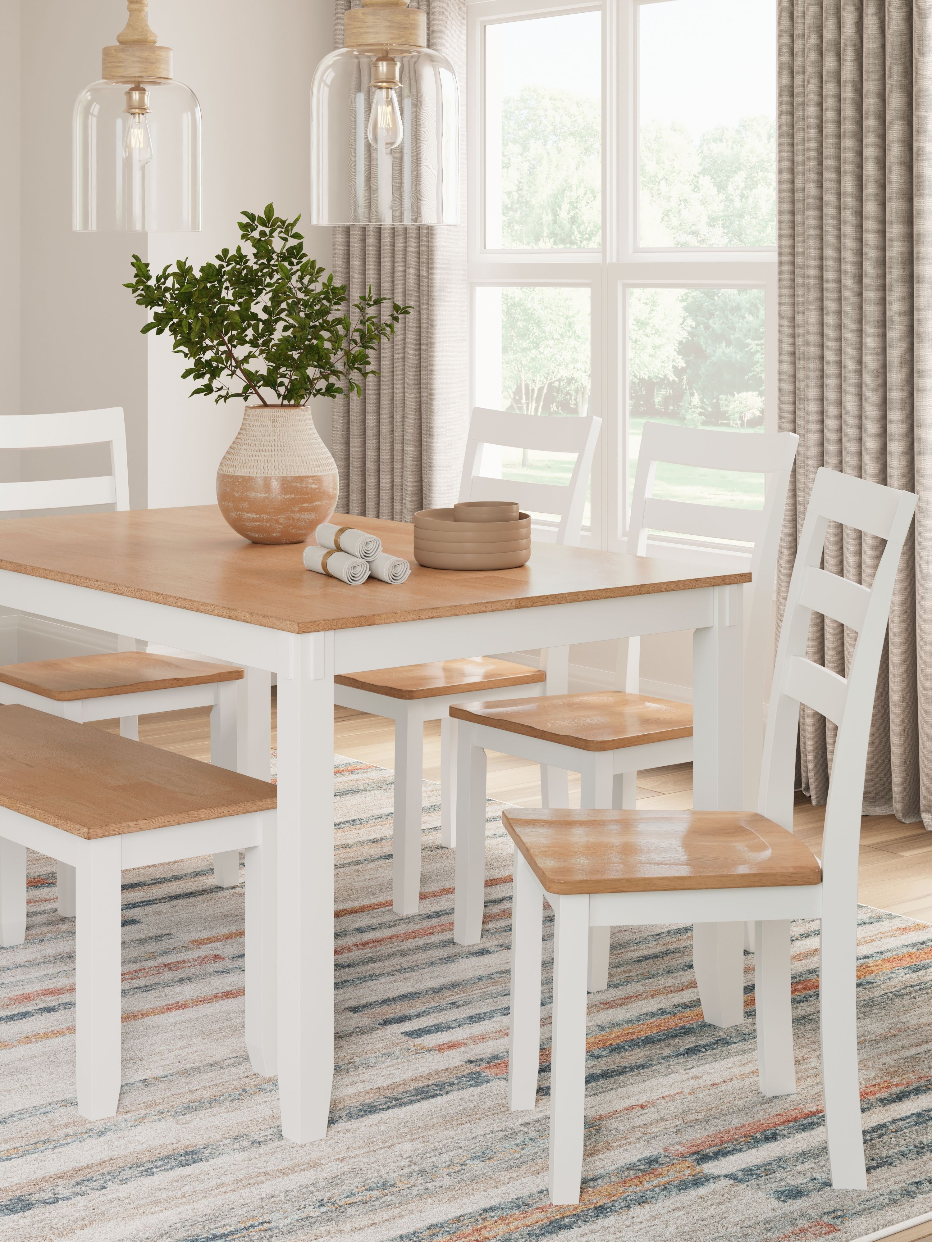 Ashley Furniture Gesthaven - Dining Room Table Set (Set of 6) - Natural / White - Image 6