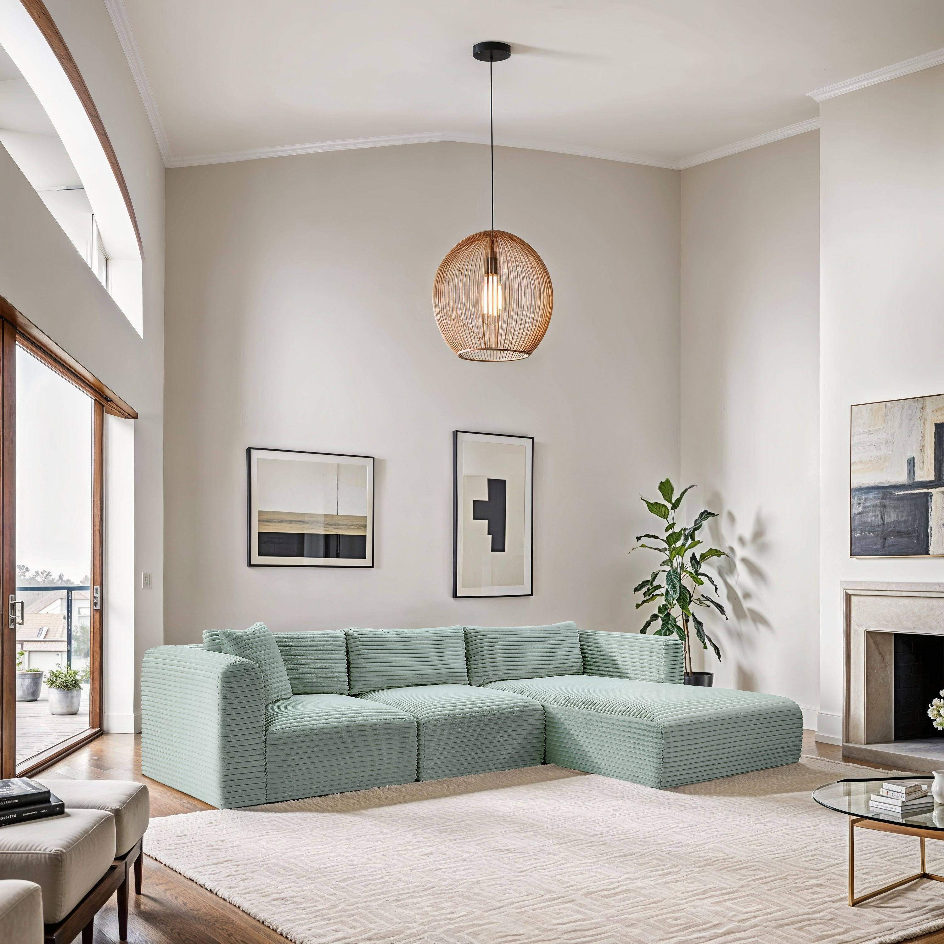 Shaggy - 3 Piece Modular Sectional - Mint