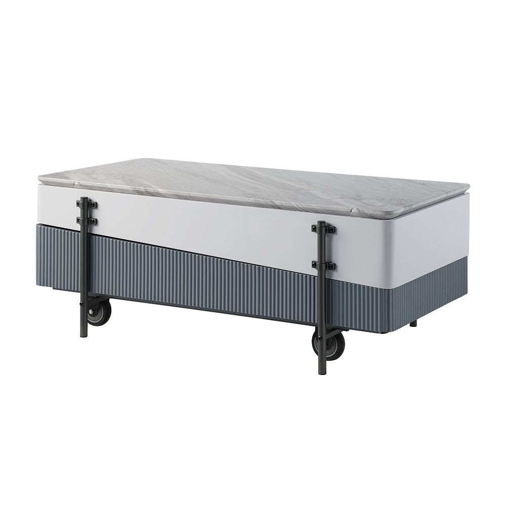 Wilkins - Coffee Table With Lift Top - Gray & White High Gloss, white