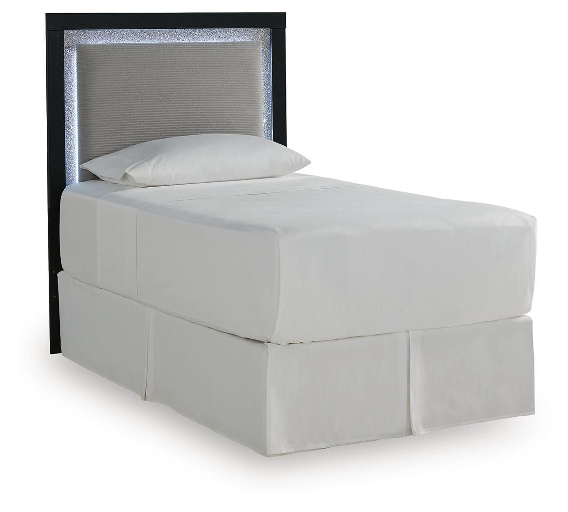 Maeling – Twin Upholstered Panel Headboard – Black / Gray