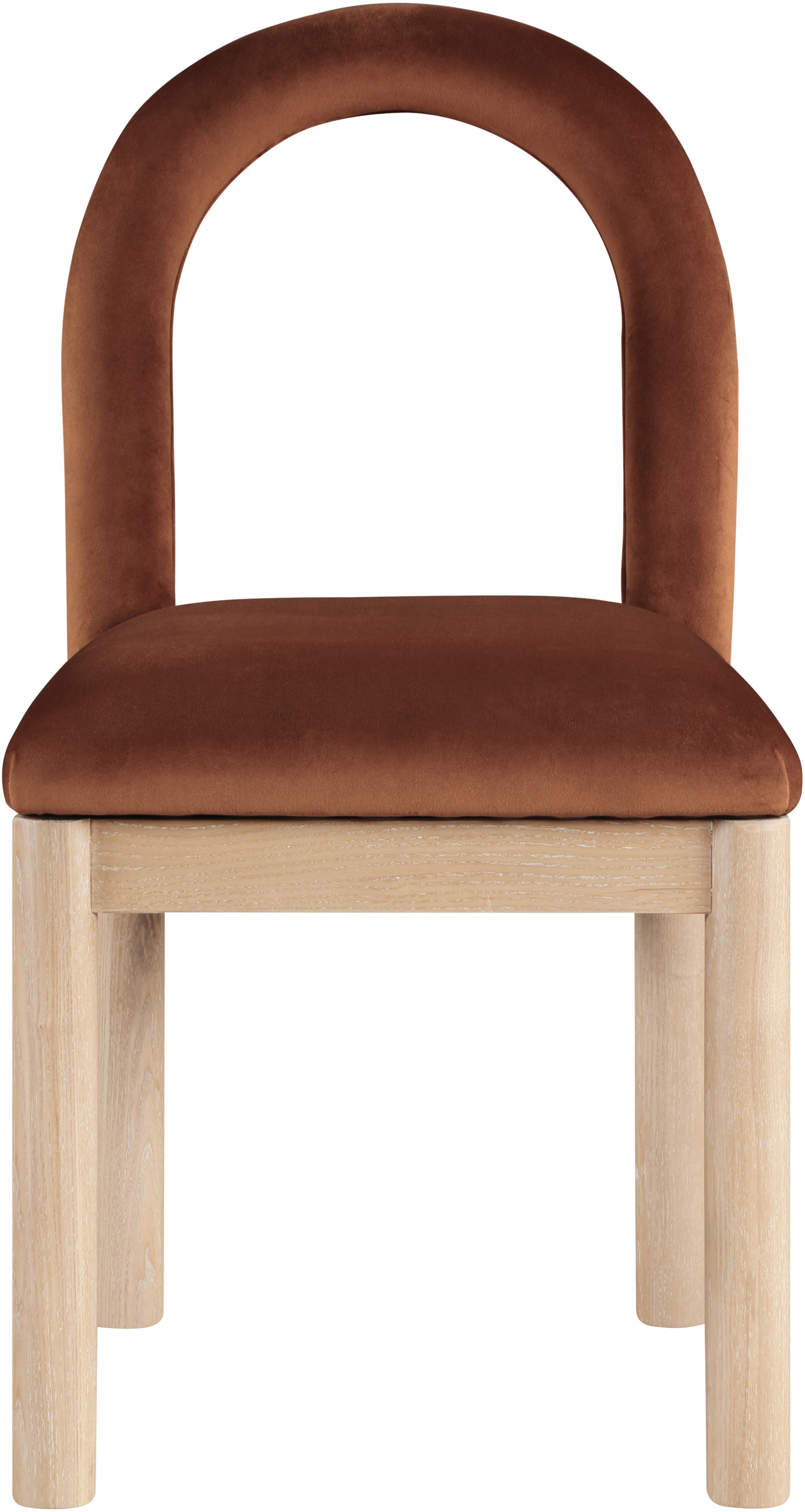 Conrad - Velvet Dining Chair With Natural Legs - Cognac