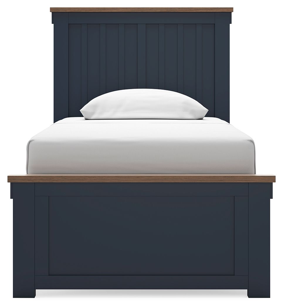 Ashley Furniture Landocken - Twin Panel Bed - Brown / Blue - Image 5