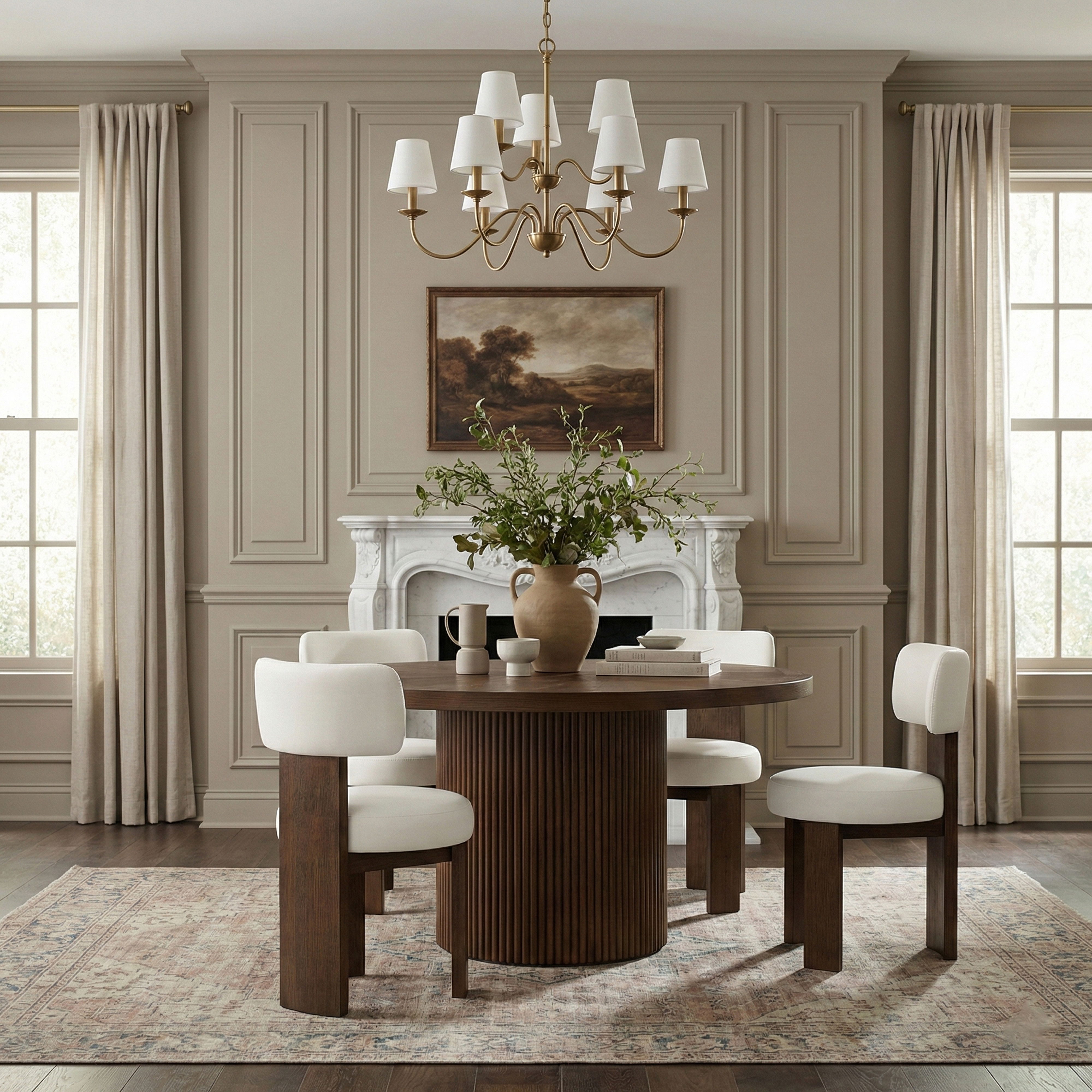 Atelier - Vegan Leather Upholstered Dining Chair (Set of 2) - Cream / Painted Brown