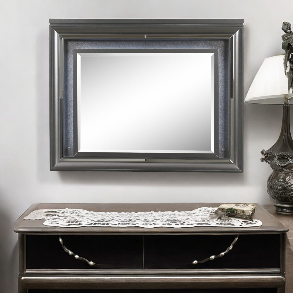 Sawyer - Mirror With LED - Metallic Gray, dark gray, view 7