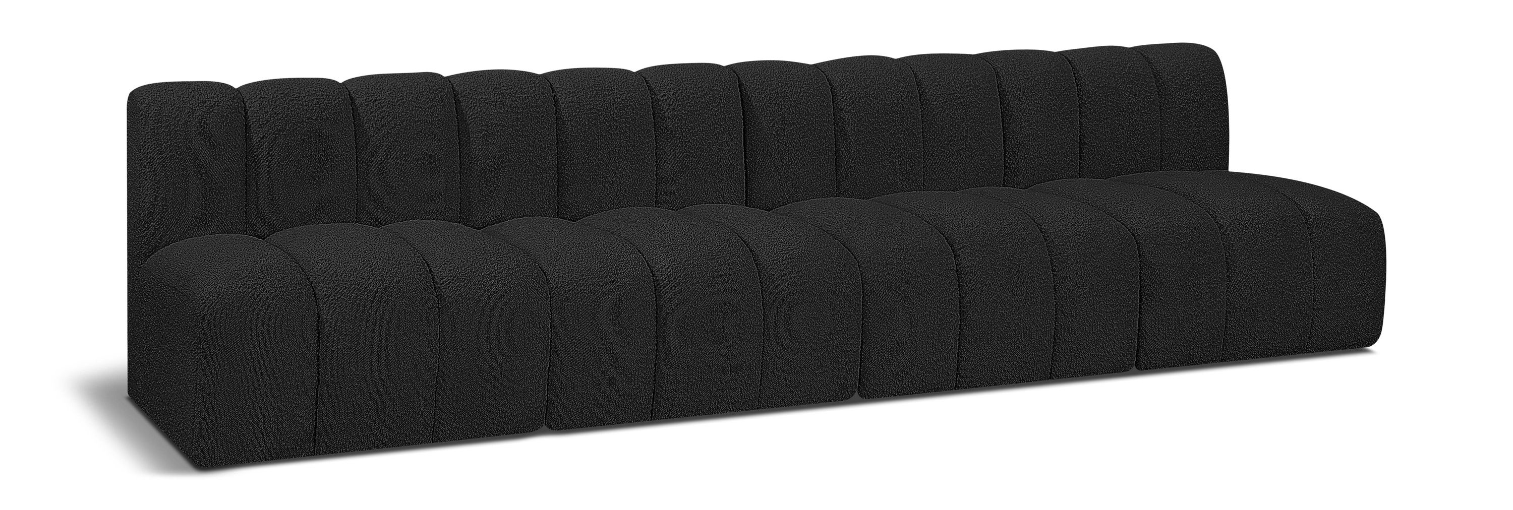 Arc - Boucle Fabric 4 Seats Modular Sofa - Black