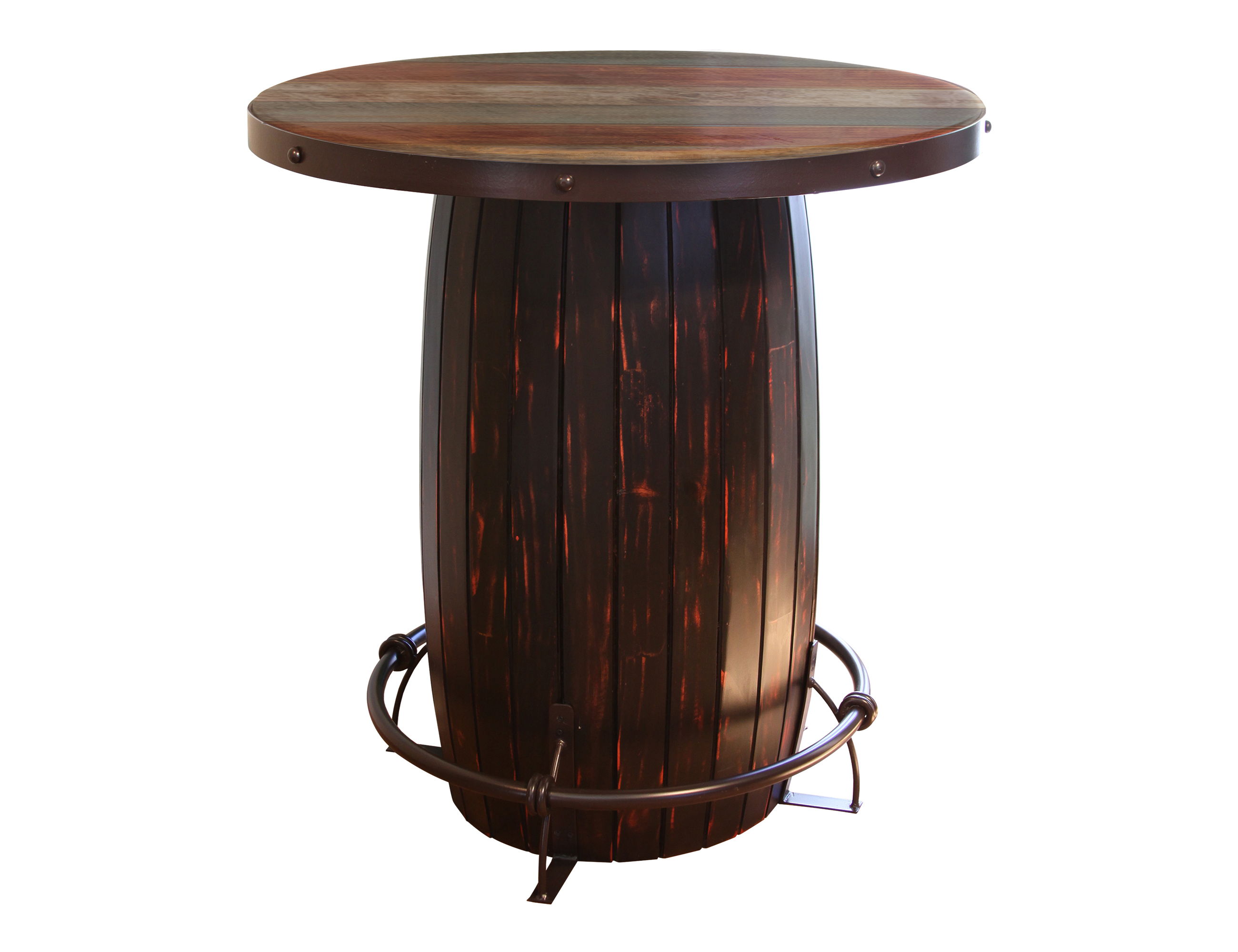 International Furniture Direct Antique Multicolor - Bistro Barrel Table - Dark Brown