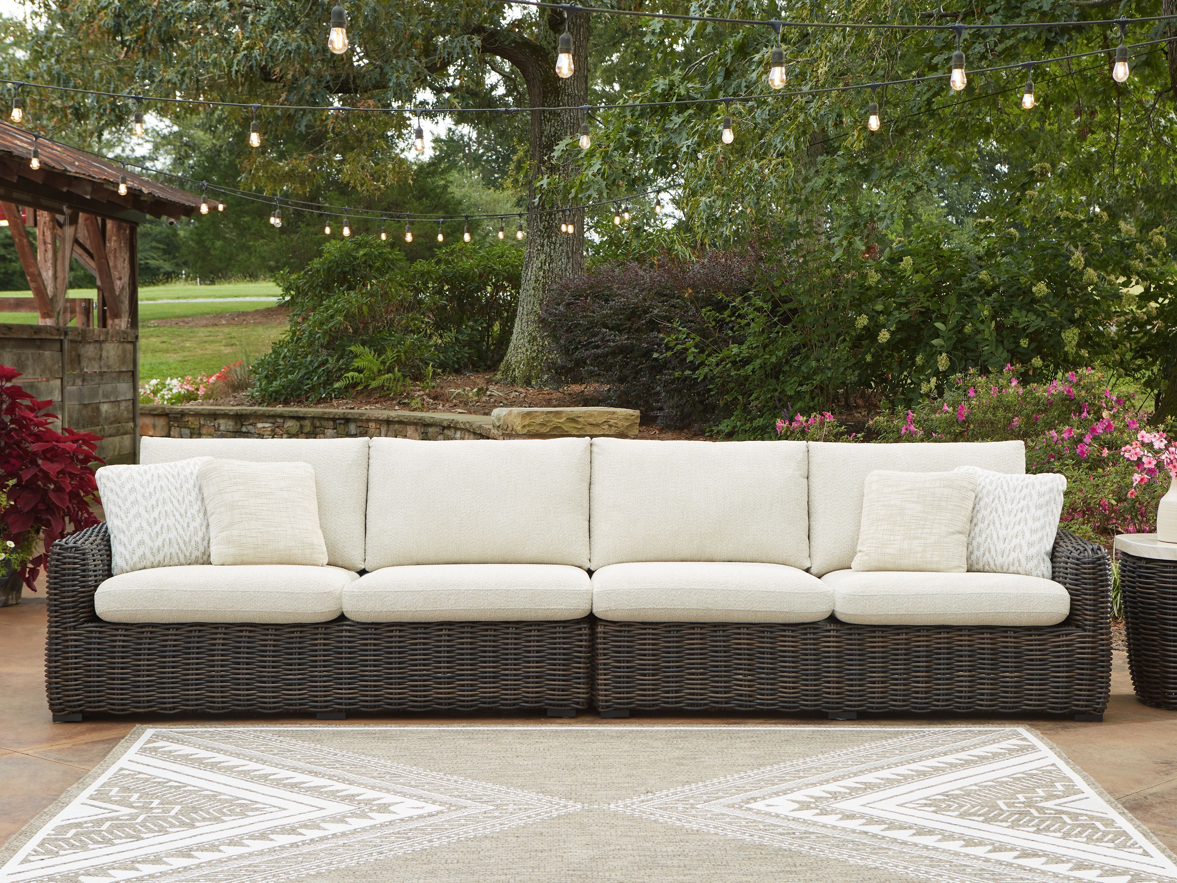 Kimora - Raf/Laf Loveseat With Cushion (Set of 2) - Beige / Dark Brown