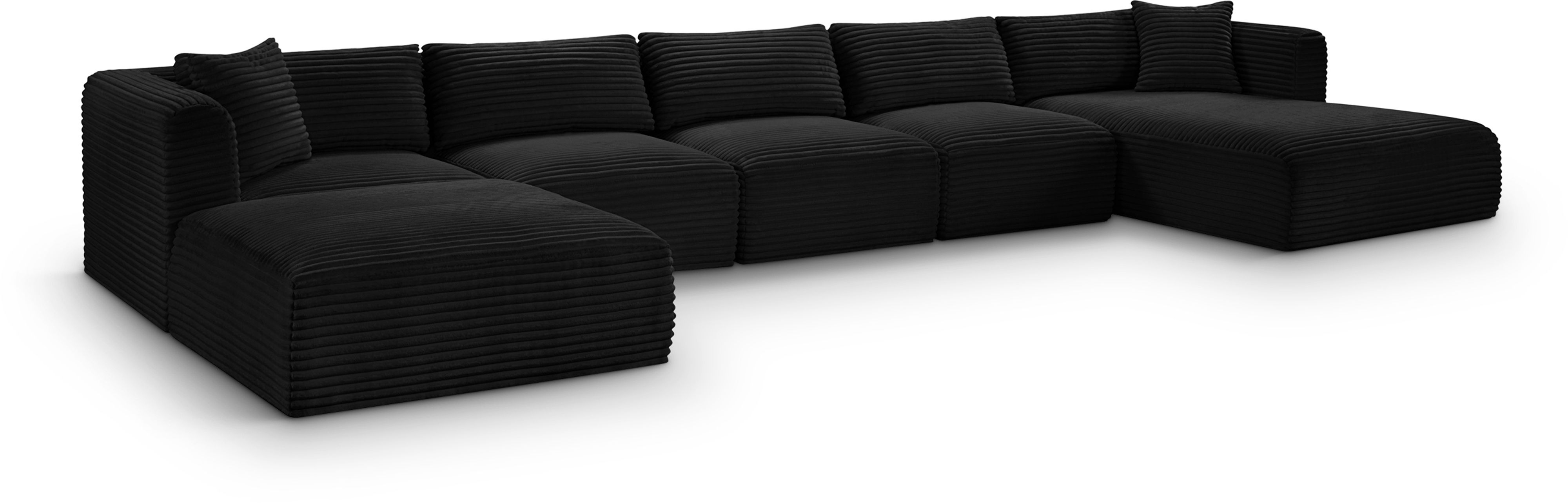 Shaggy - 6 Piece Modular Sectional With Chaise And Ottoman - Black