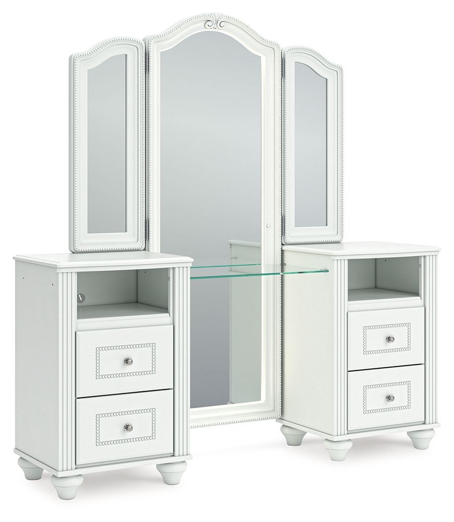 Ashley Furniture Kozlani - Vanity With Mirror - White - Image 4
