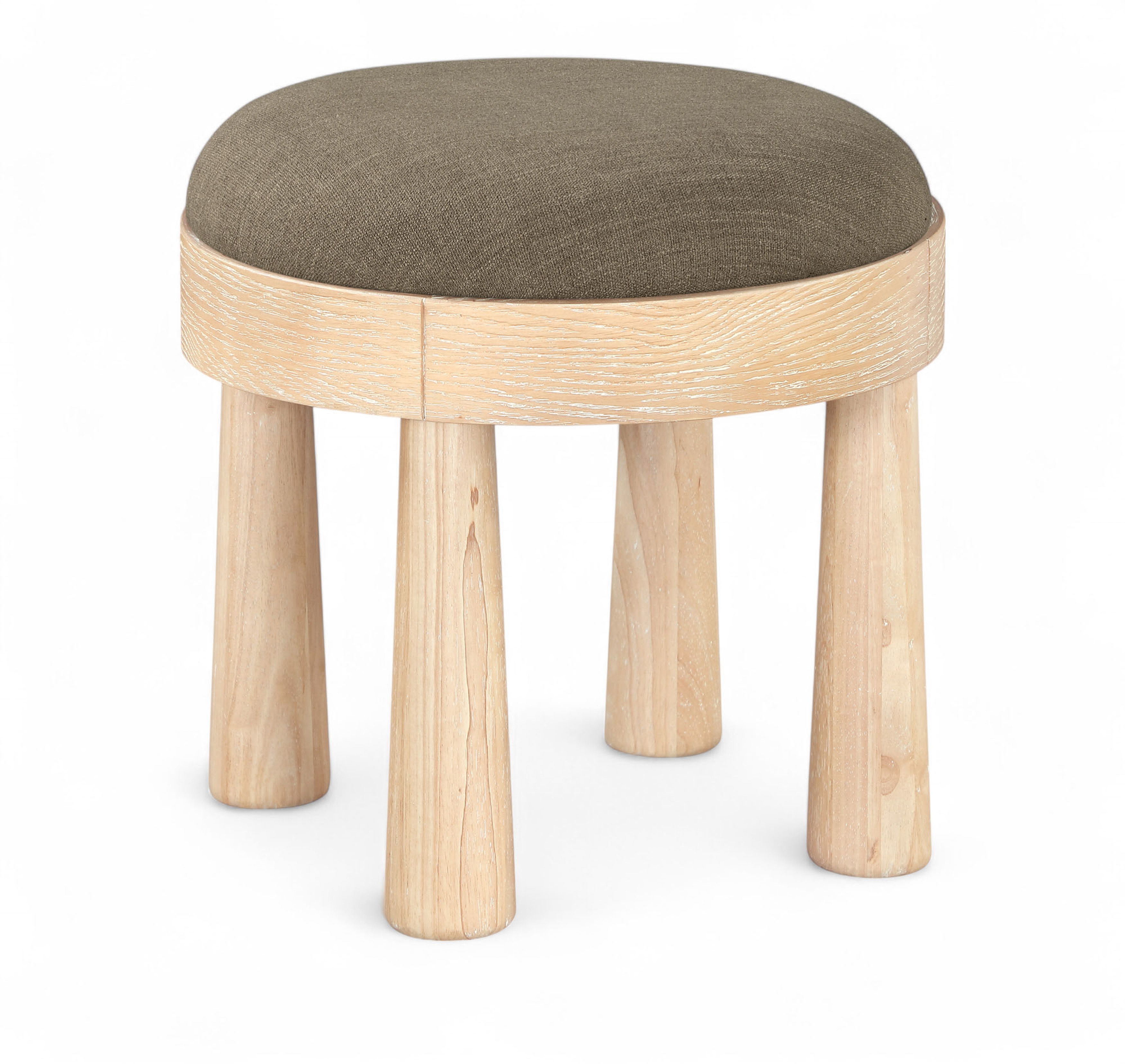 Larea - Linen Textured Fabric Upholstered Ottoman - Brown