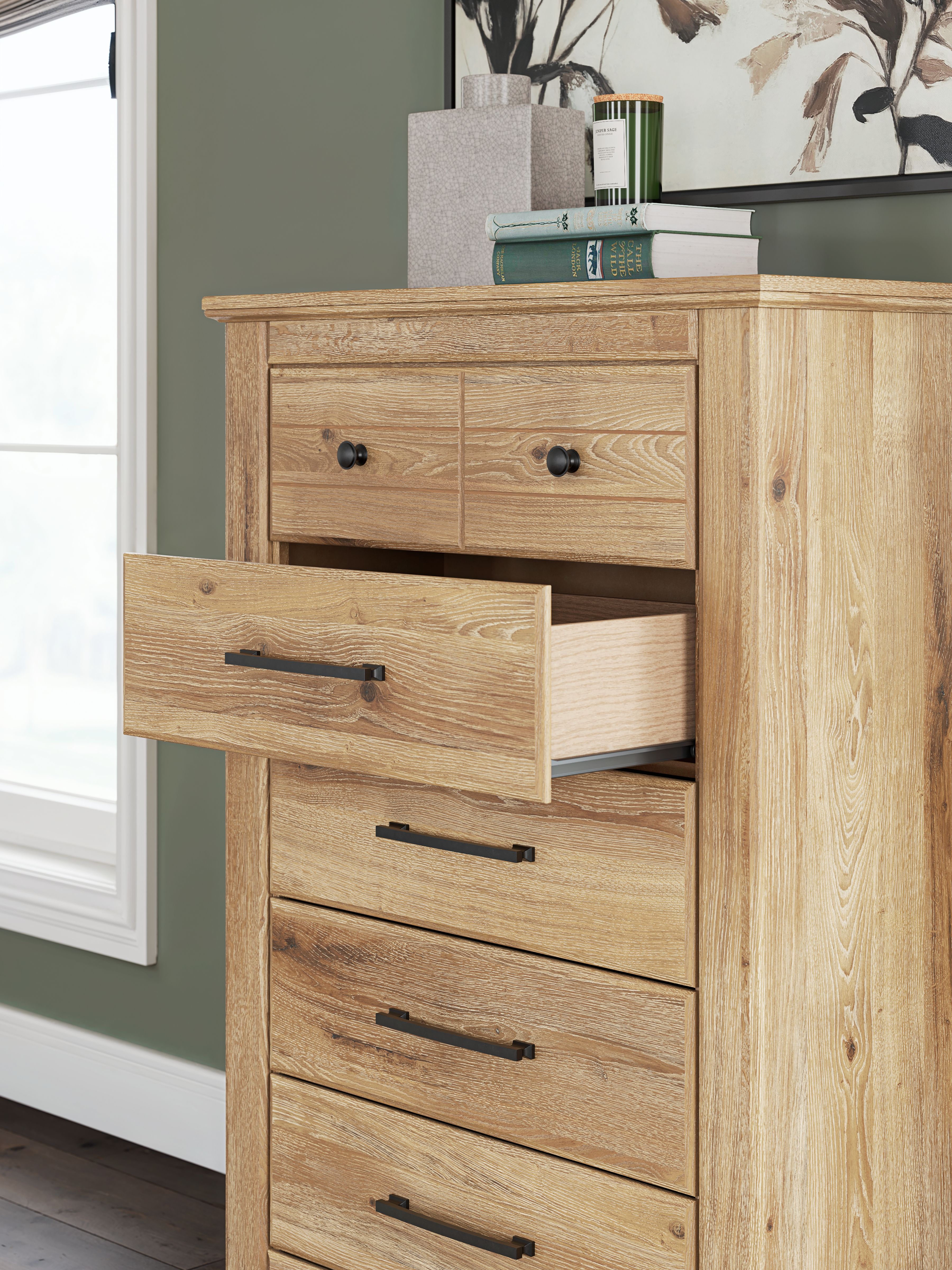 Ashley Furniture Makidern - Five Drawer Chest - Tan - Image 10