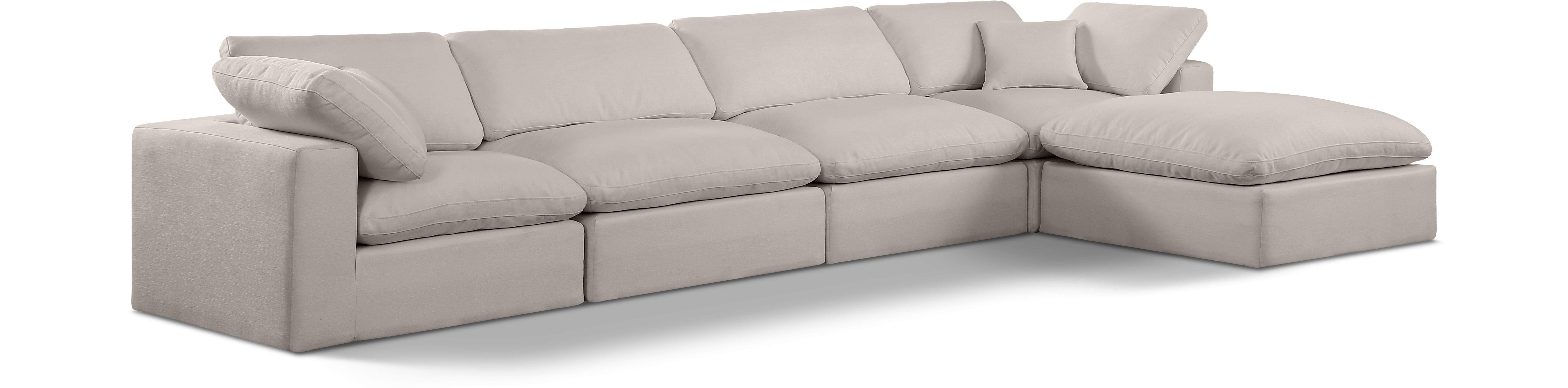 Comfy - 5 Piece Linen Modular Sectional With Chaise - Beige