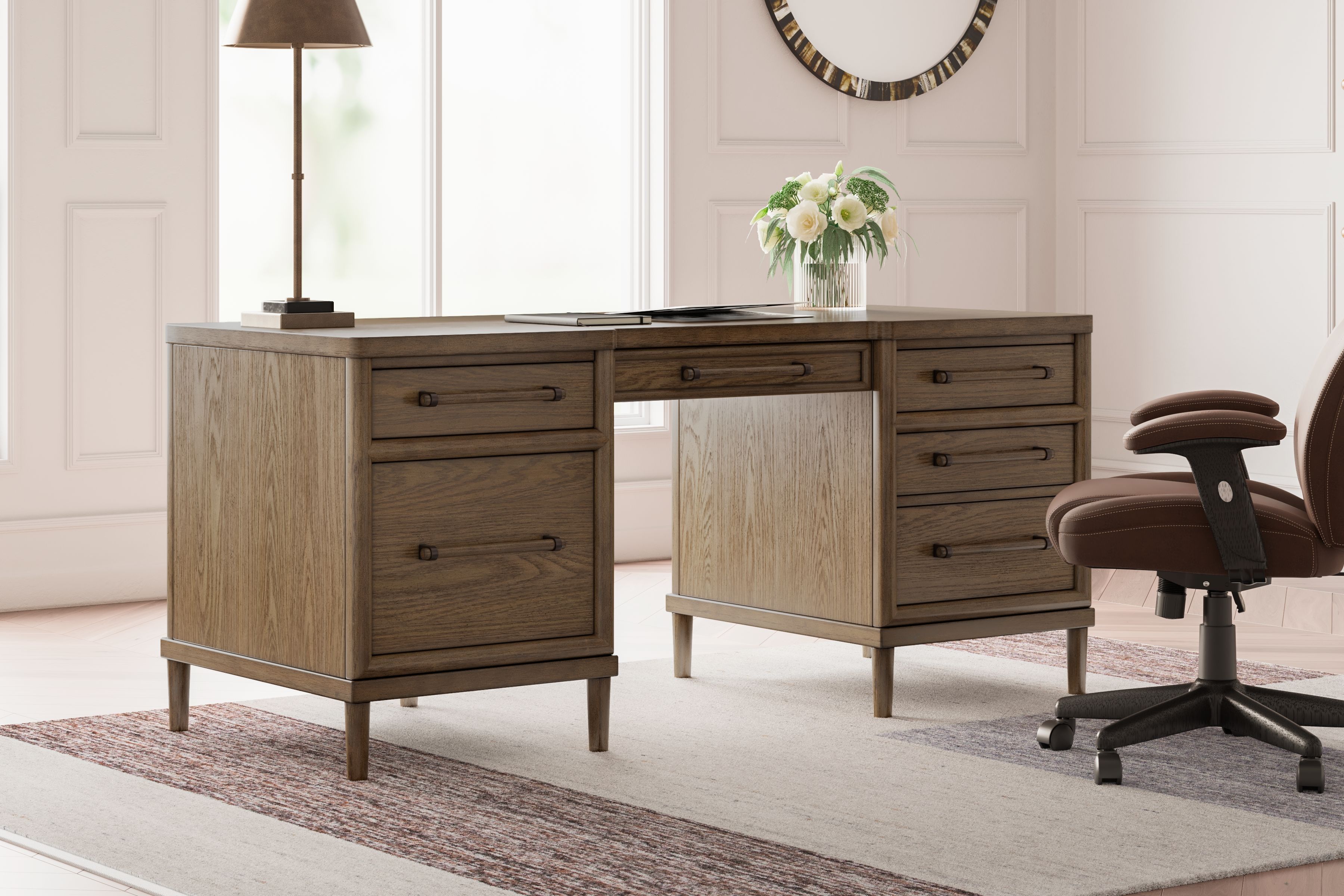 Ashley Furniture Roanhowe - Home Office Desk - Brown - Image 2