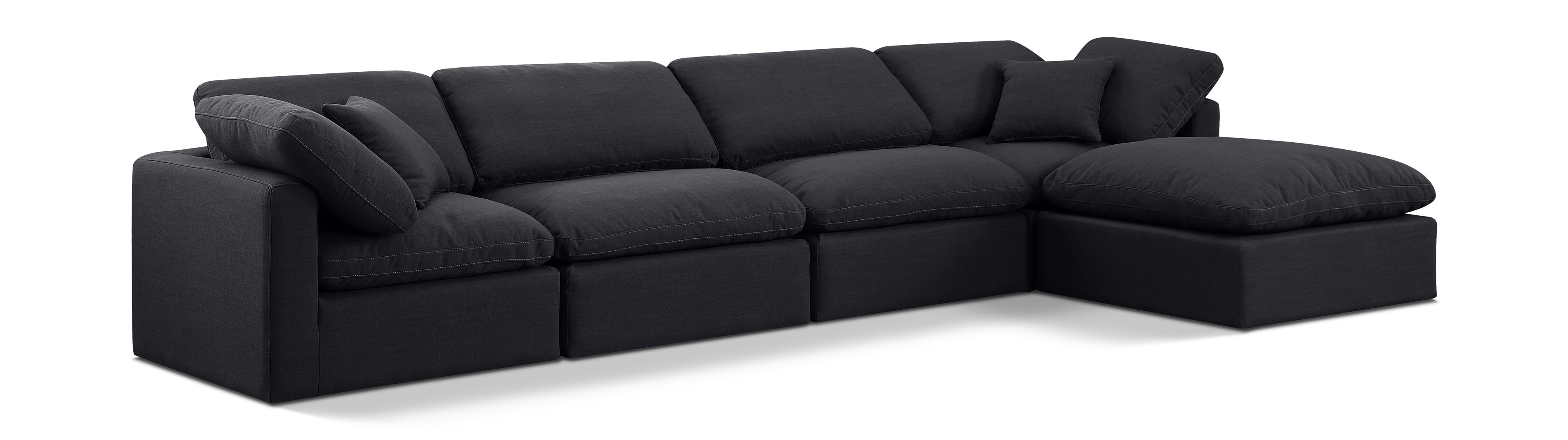 Indulge - Linen 5 Piece Modular Sectional With Chaise - Black