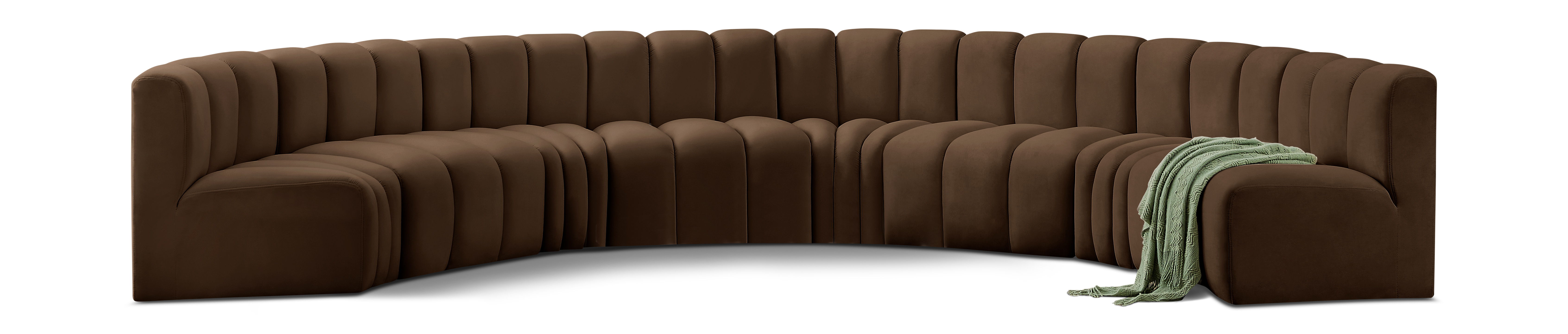 Arc - Velvet 8 Piece U-Shaped Modular Sofa - Brown