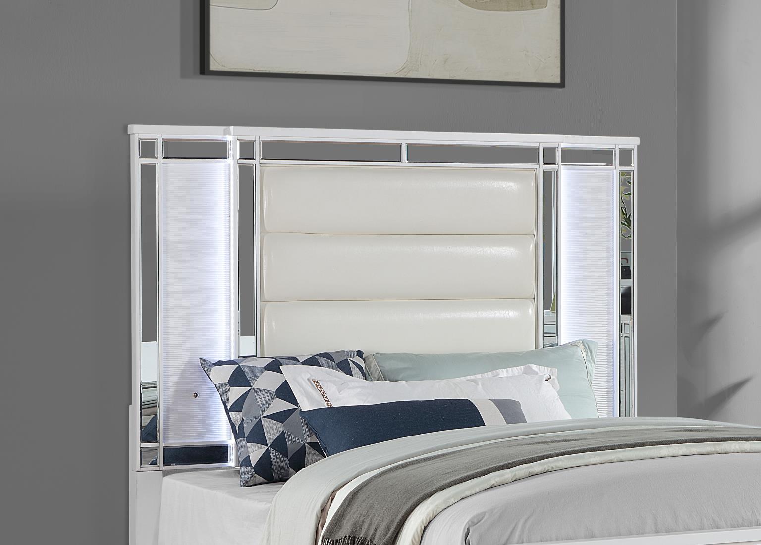 B224 - Upholstered King Bed With LED Light - Gloss