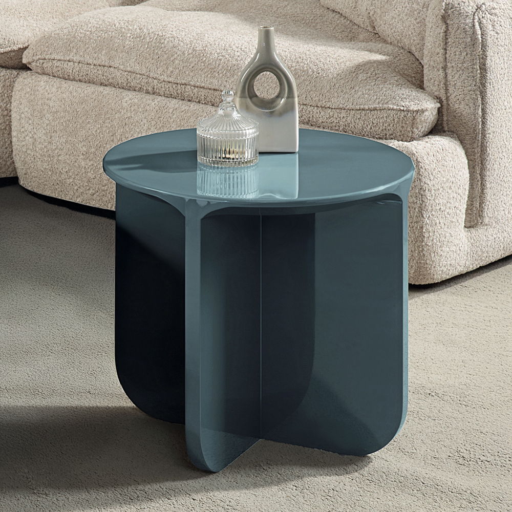 Lamond - End Table - Teal High Gloss, blue