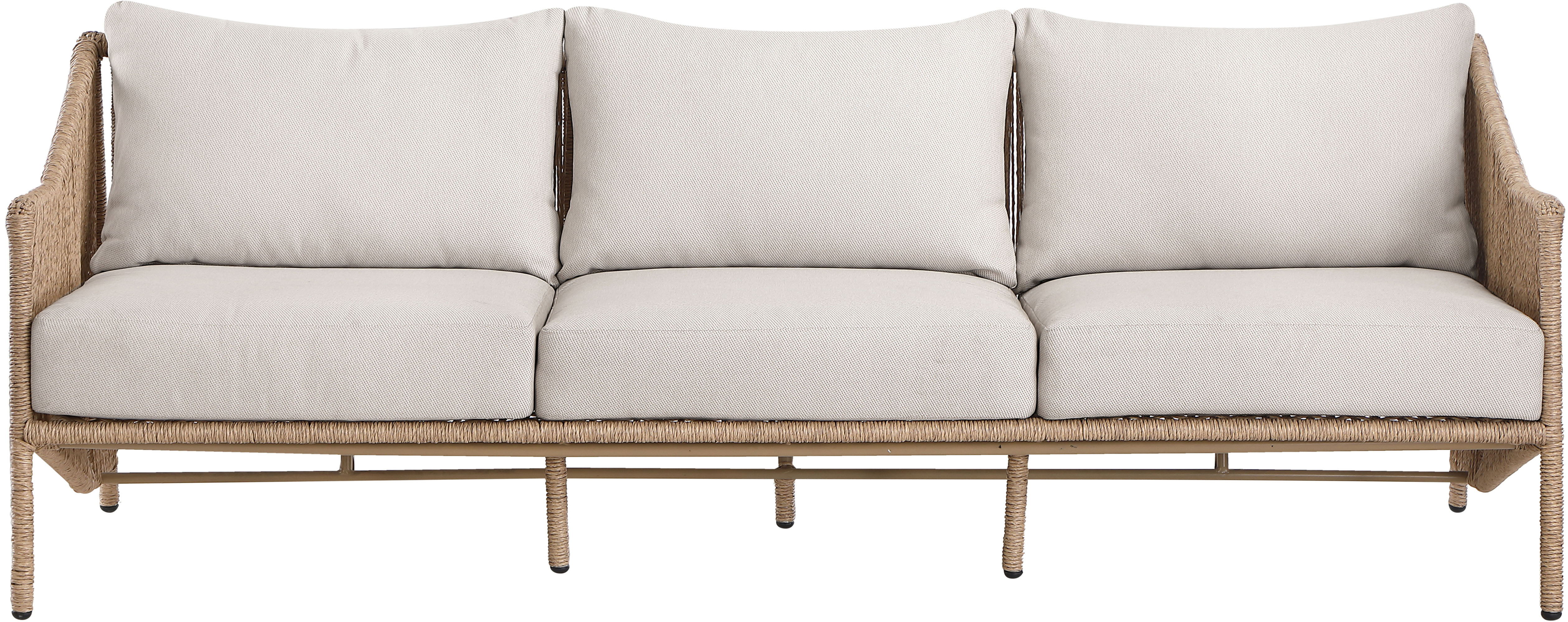 Coastline - Olefin Water Resistant Fabric And Wicker Outdoor Patio Sofa - Beige