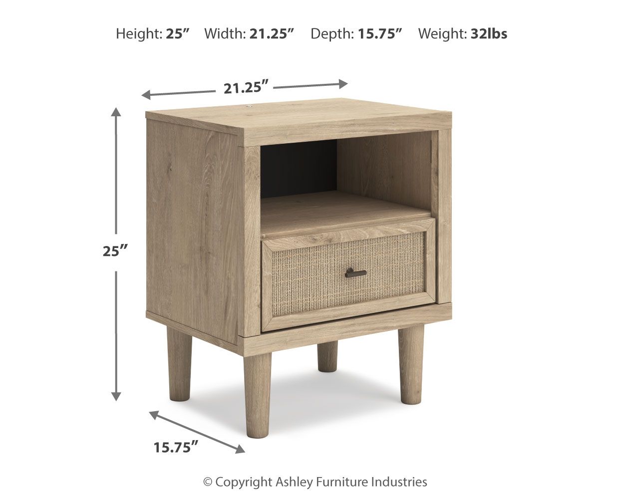 Ashley Furniture Cielden - One Drawer Night Stand - Two-Tone - Image 4