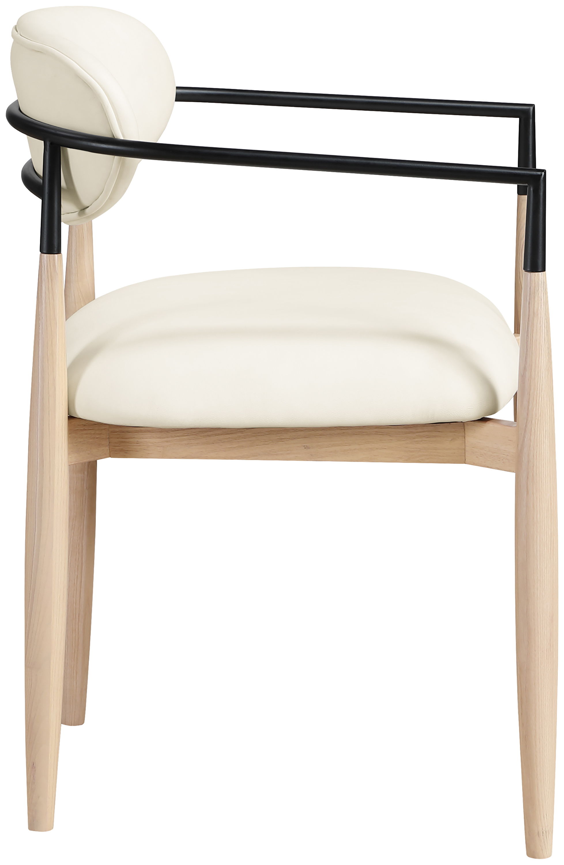 Riccio - Upholstered Dining Arm Chair (Set of 2) With Light Brown Legs - Cream