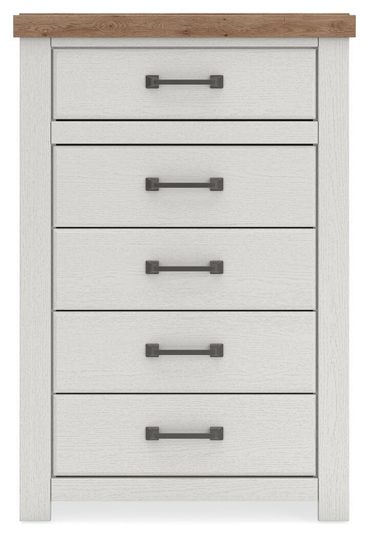 Ashley Furniture Savonport - Five Drawer Chest - White / Brown - Image 3