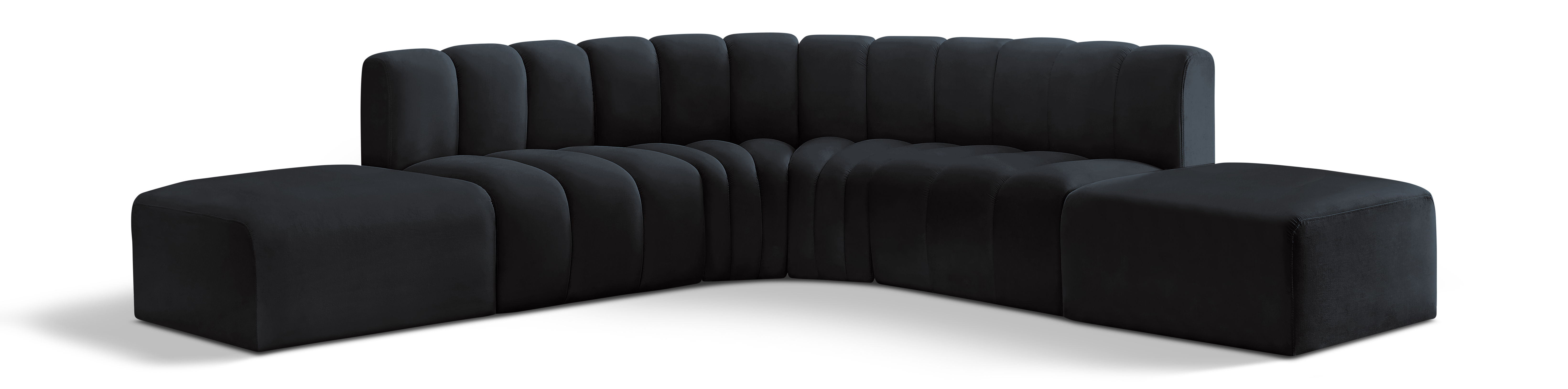 Arc - Velvet 6 Piece Corner Modular Sofa - Black