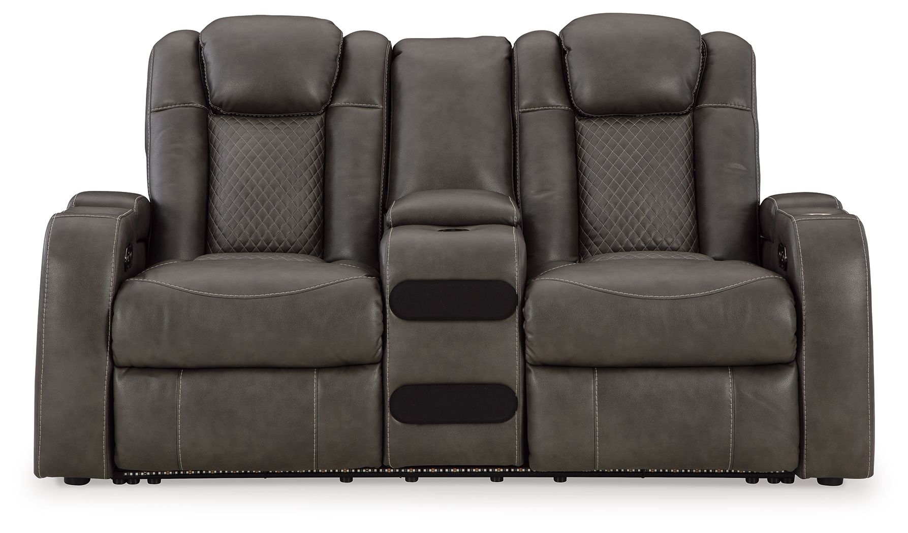 Ashley Furniture Fyne-Dyme - Power Reclining Loveseat with Console/Adj Hdrst - Shadow - Image 4