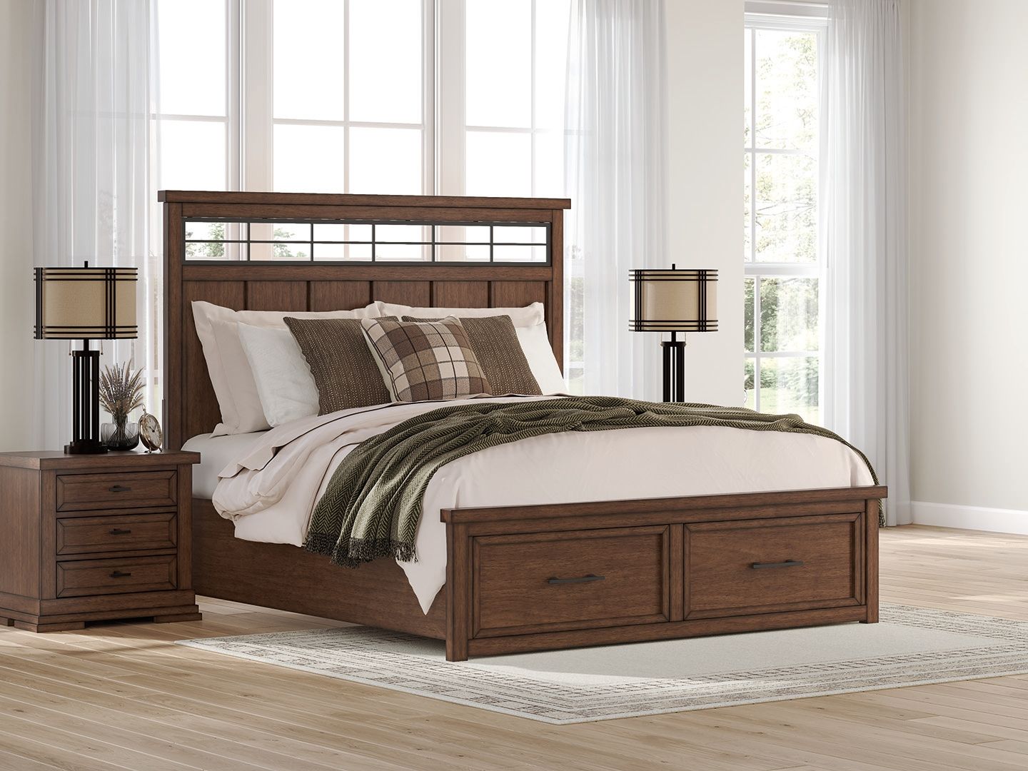 Taffenbrook - King Panel Storage Bed - Medium Brown