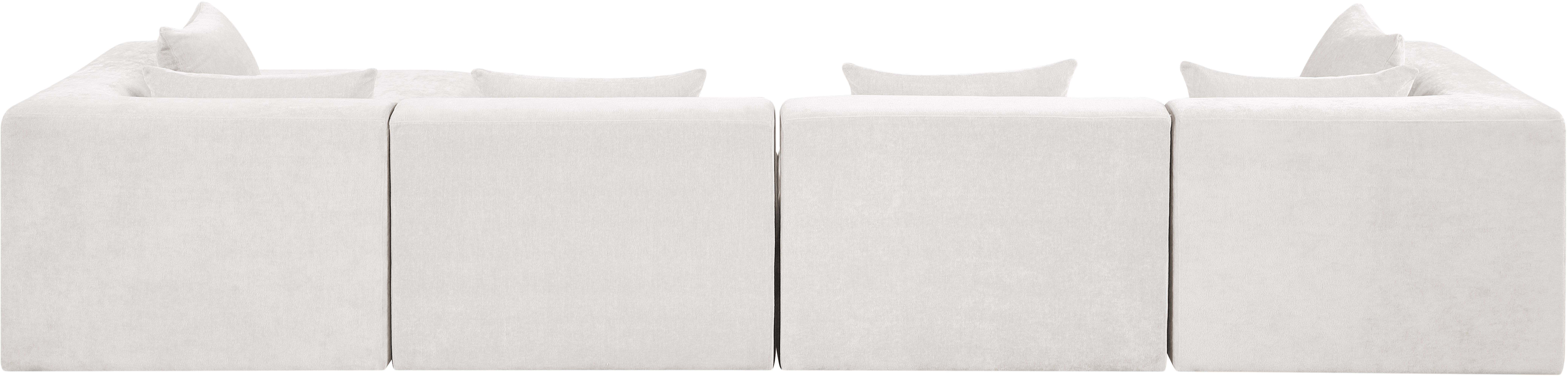 Stellar - 5 Piece Chenille Fabric 152" Upholstered Modular Sectional - Cream
