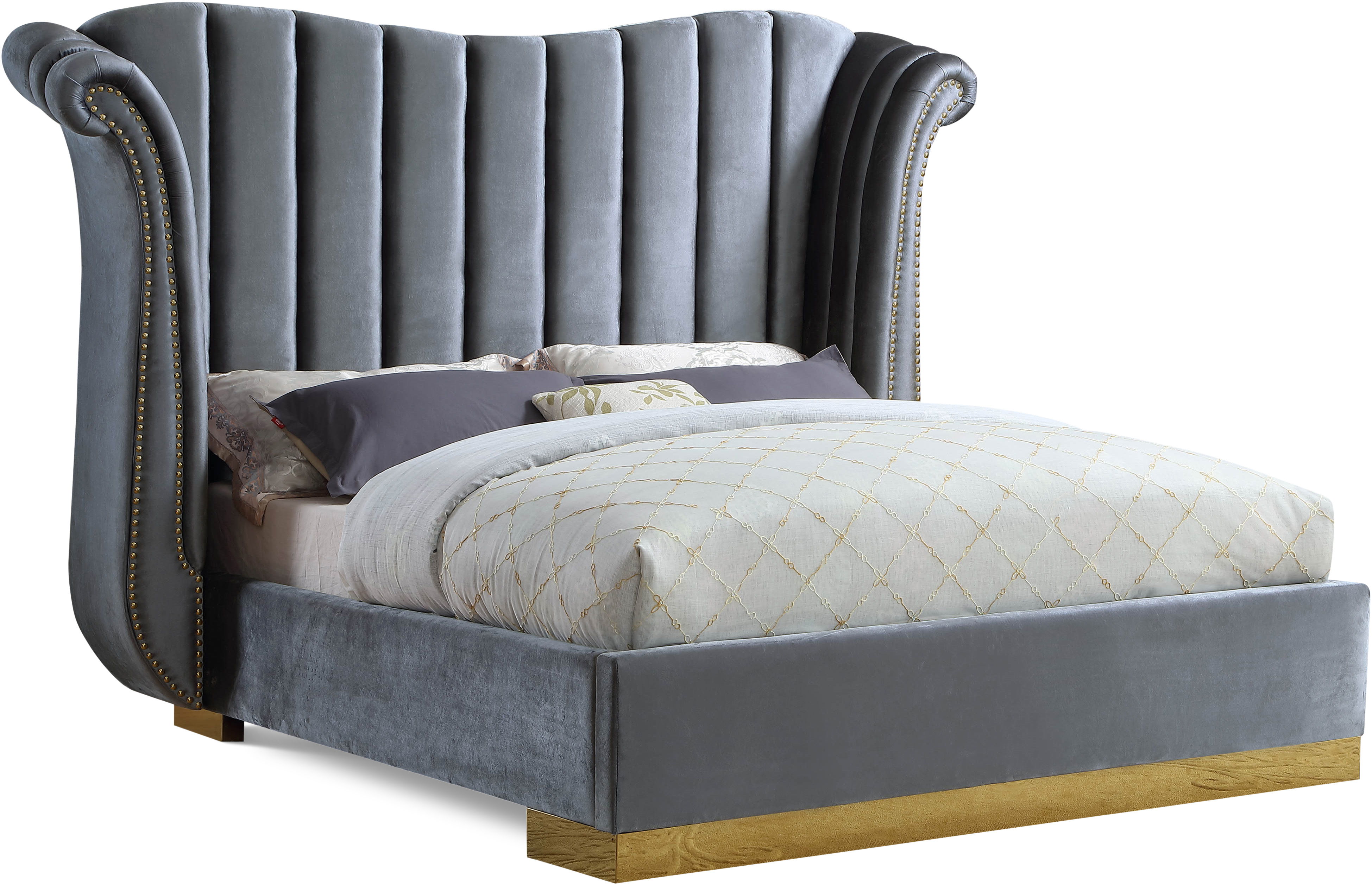 Flora - King Bed - Gray