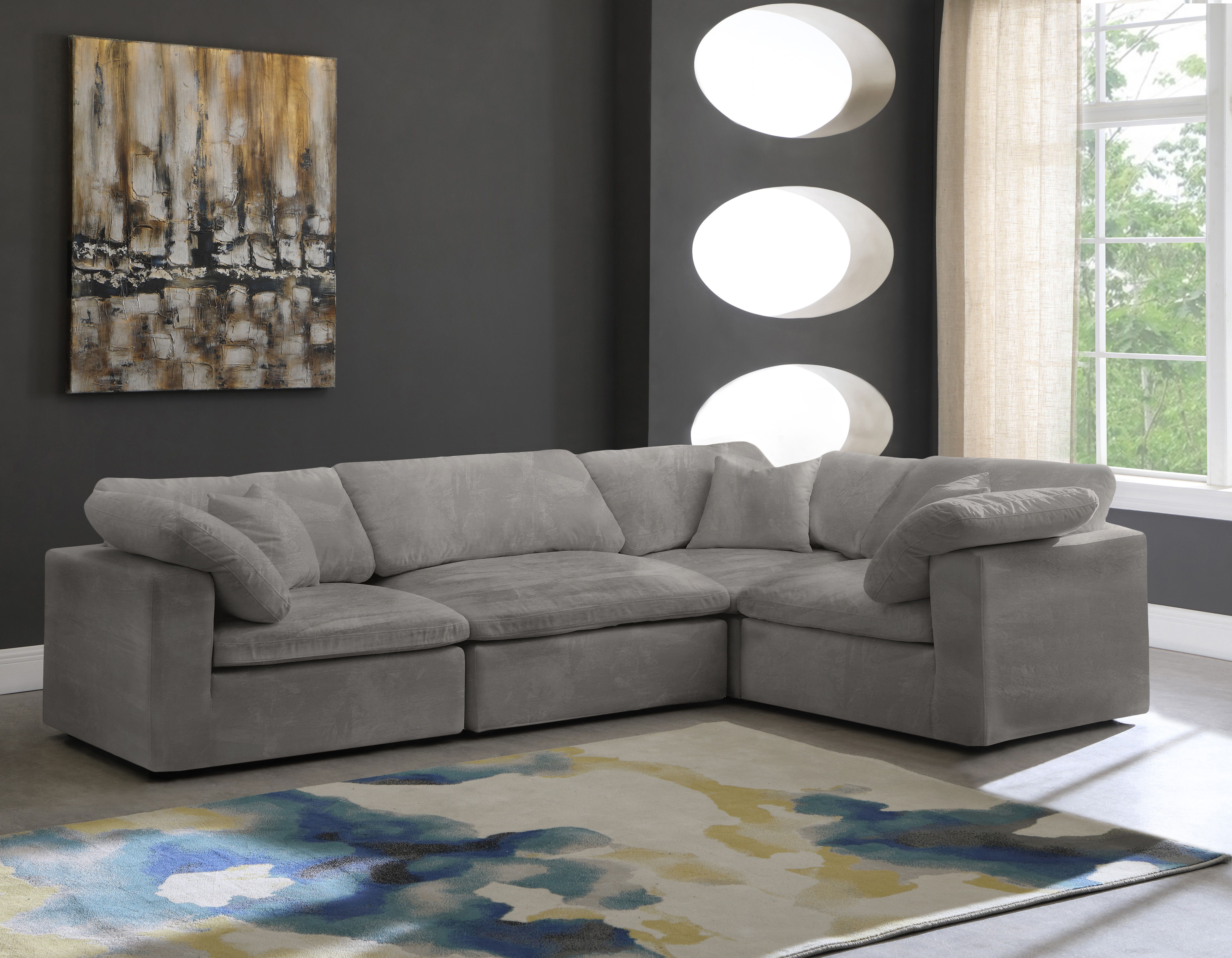 Cozy - 4 Piece Modular Corner Sectional - Gray