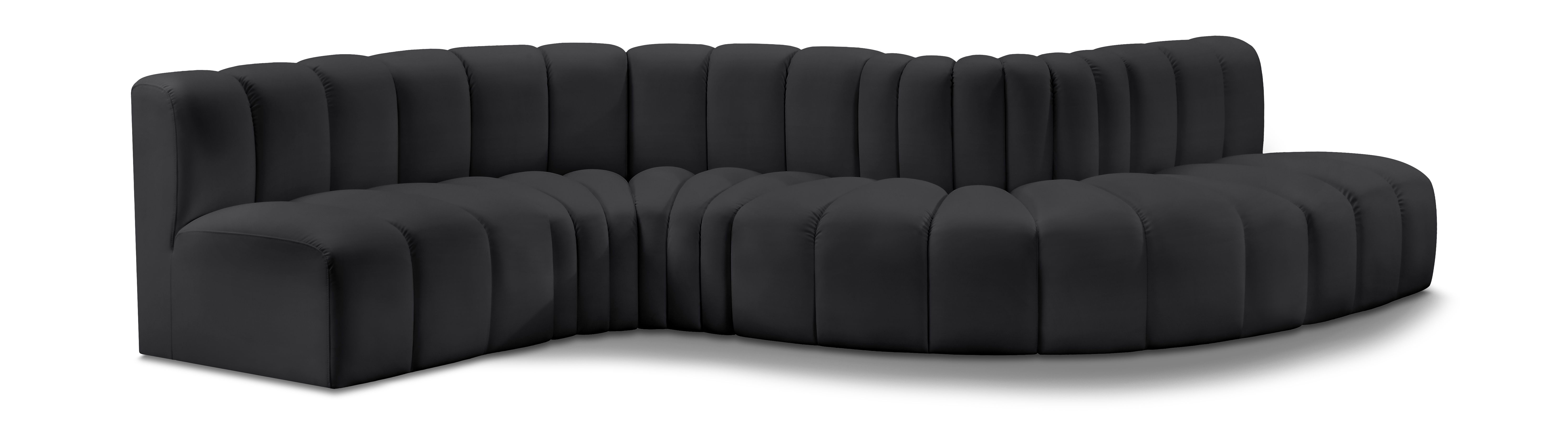 Arc - Faux Leather 6 Piece Curved Modular Sofa - Black