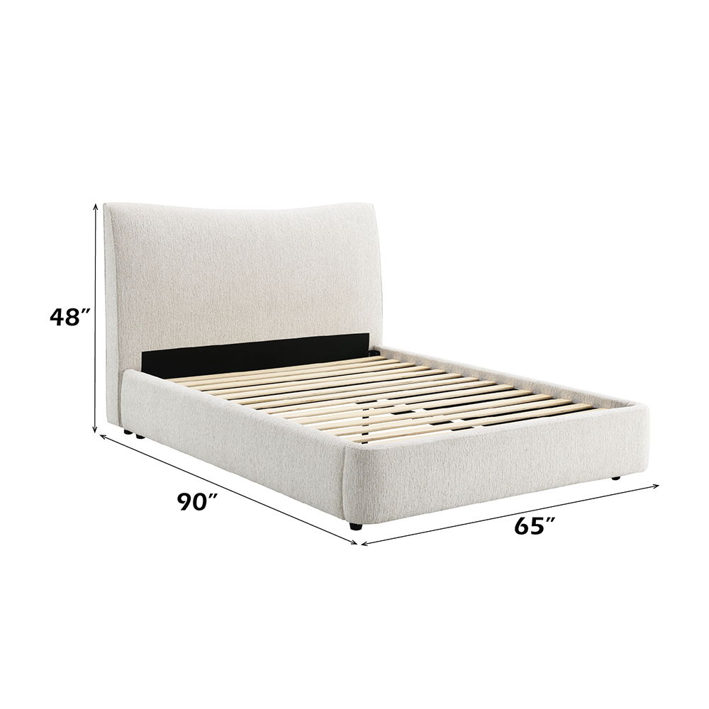 Renee - Queen Bed - Aperol Beige Chenille, beige, view 5